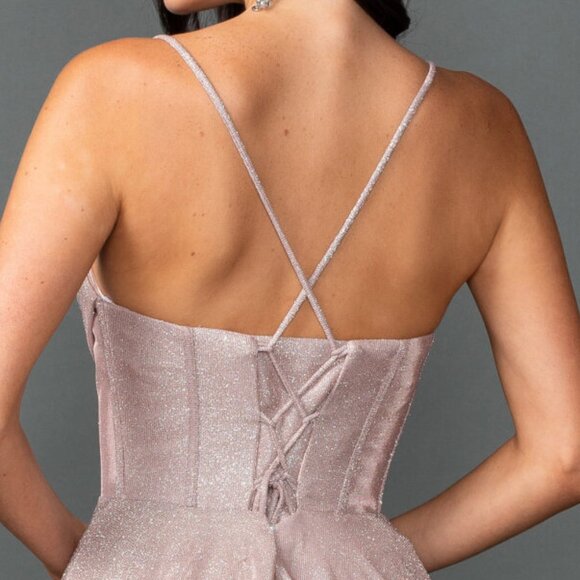 New A-Line Glitter Formal Dress w/ Sweetheart Neckline & Boned Bodice DQ 3421 - Picture 7 of 8